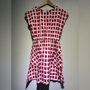 Annelore red white check summer dress cotton 4